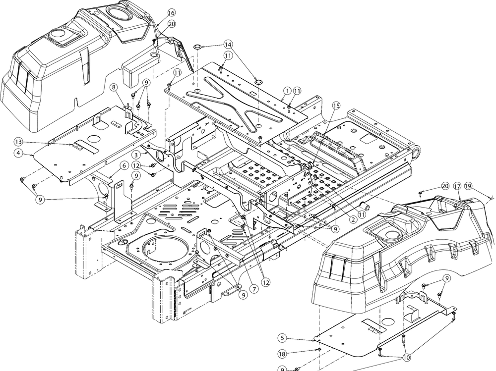 Platform Diagram and Parts List for Z-FORCESX60KW (17AIDGJD010)(2017) Cub Cadet Lawn Tractor